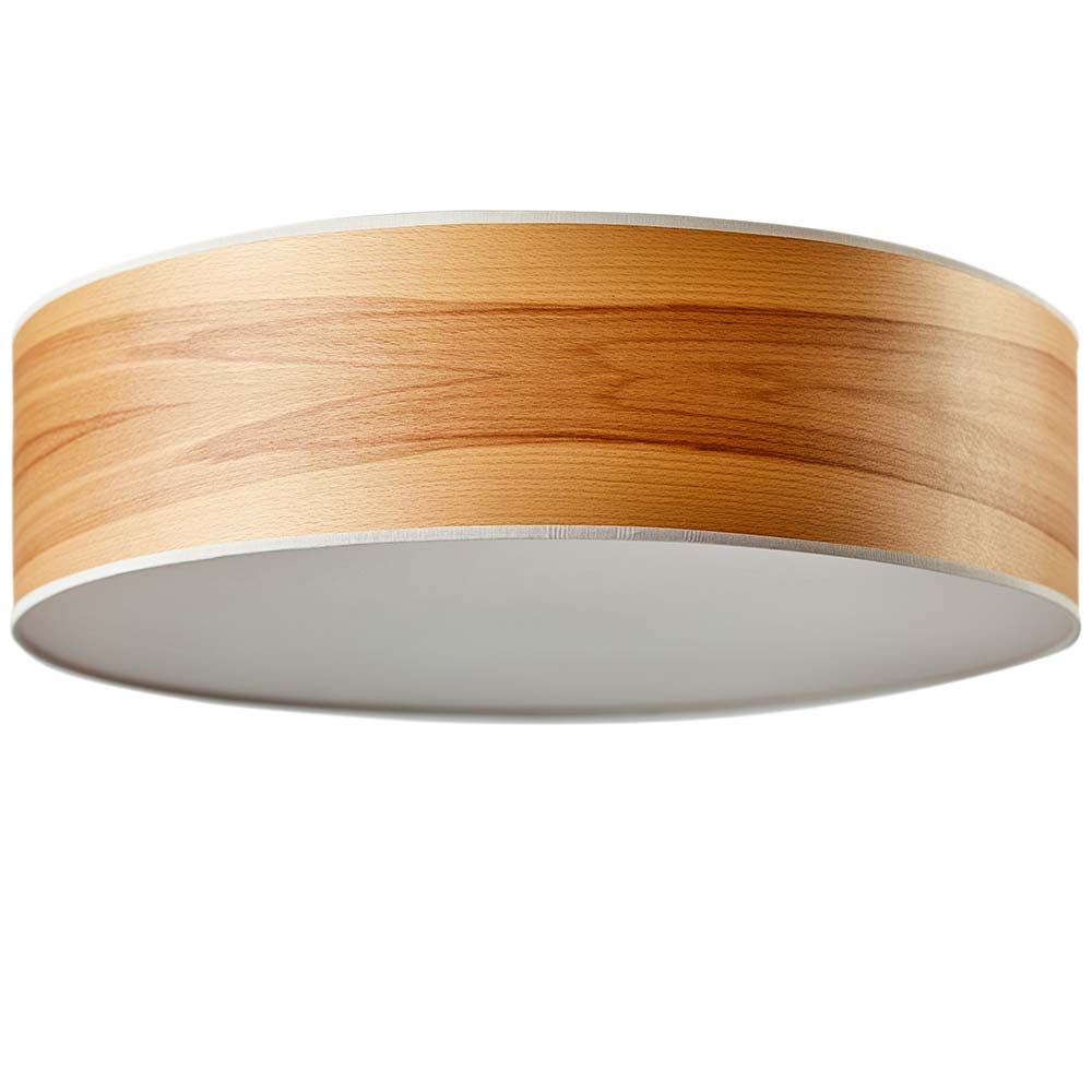 Holz-Deckenlampe Discus mit Diffuser Kernbuche, moderne Leuchte mit Holzdesign, ideal für Esstische und Wohnzimmer.