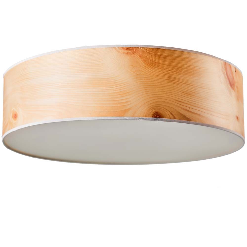 Holz-Deckenlampe Discus mit Diffuser Zirbe, schlichte und puristische Leuchte, ideal für Esstische und Wohnzimmer.