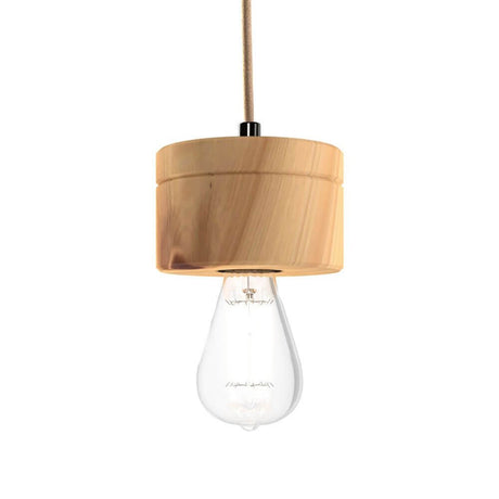 Suspension en bois Ø 11 cm en 3 essences de bois. Suspension minimaliste en bois avec ampoule transparente.