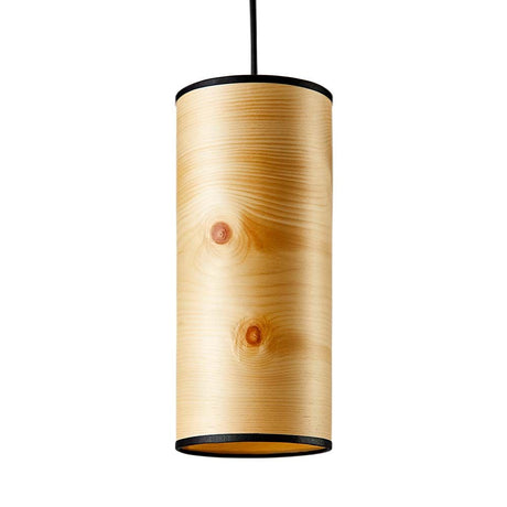 Holz-Hängelampe Nux Zirbe im zylindrischen Design mit Echtholzfurnier