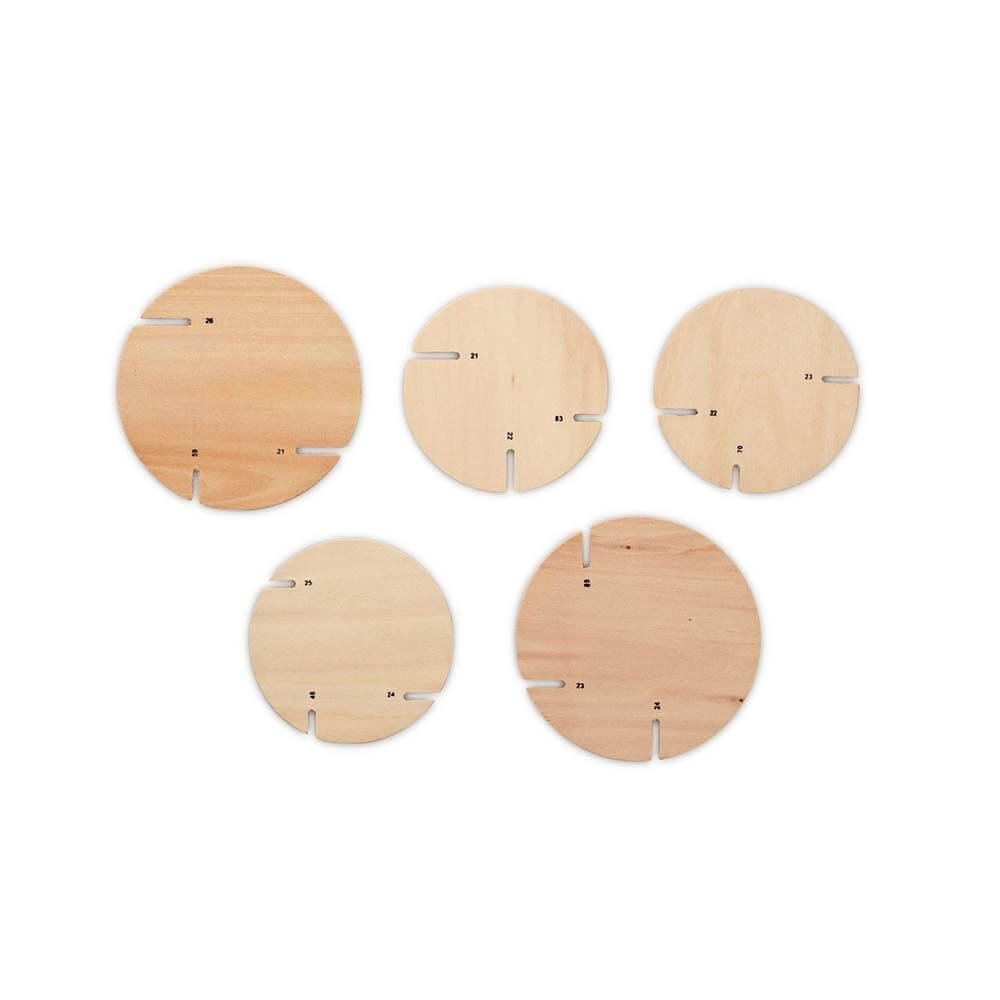 Holz-Pendelleuchte Bau S 44cm Bauteile aus Naturholz in runder Form zur Montage der Leuchte