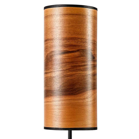 Holz-Tischlampe Arboreus 50cm Europäischer Nussbaum mit zylindrischem Echtholzfurnierschirm.
