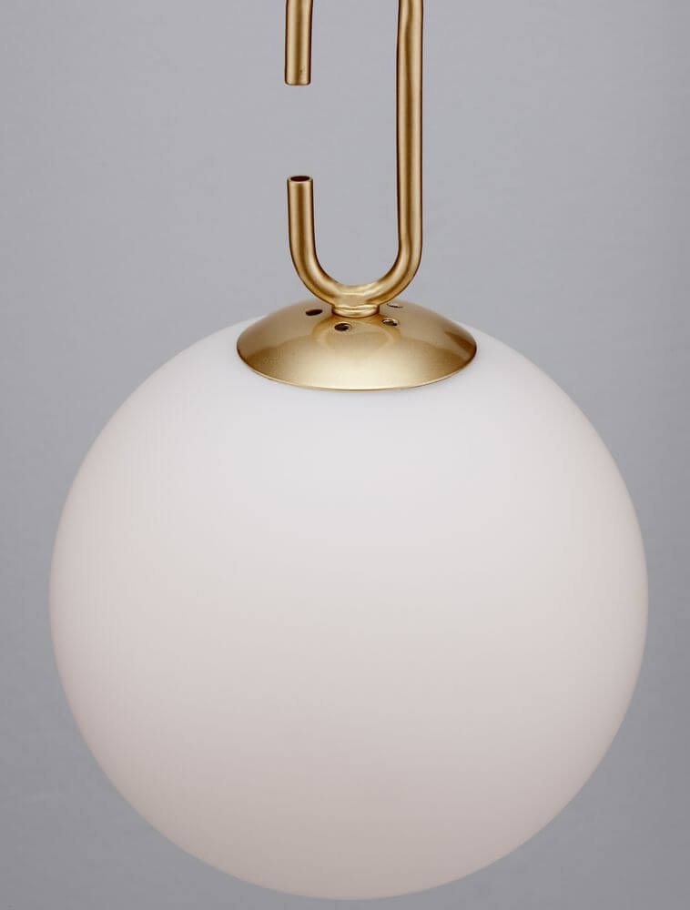 Hook LED Pendelleuchte Ø 18cm 3000K Gold-Gebürstet, Weiß - moderne Glas- und Metallleuchte für stilvolles Ambiente