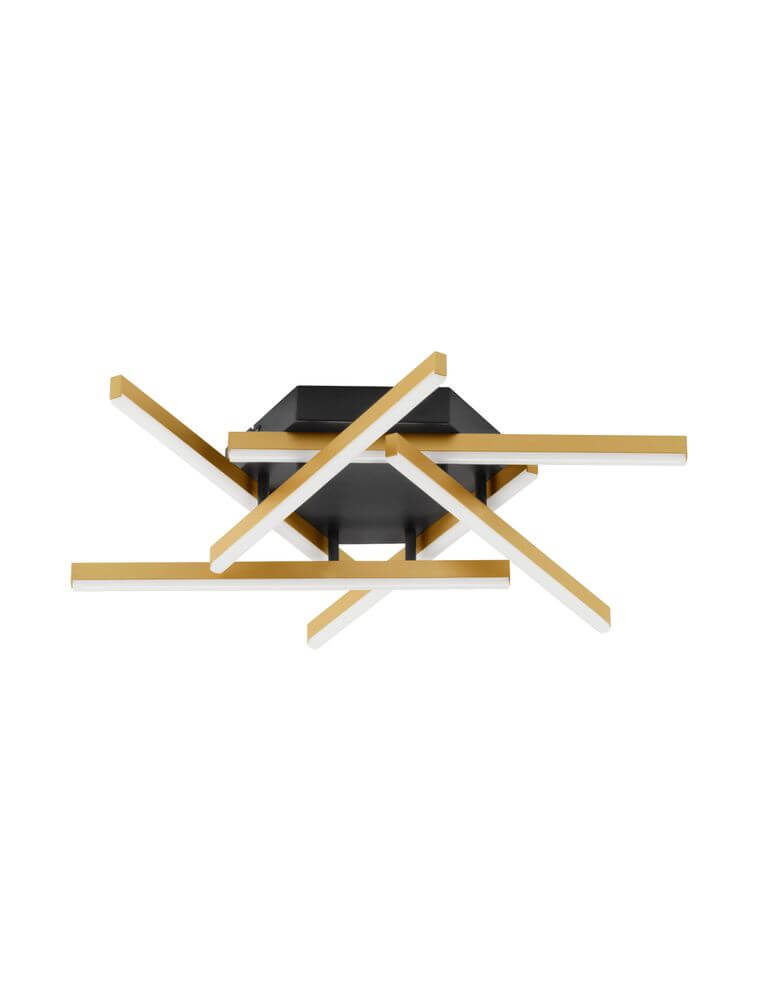 Hyde LED Deckenleuchte 3000K Gold-Gebürstet, Schwarz mit stilvollen Leuchtkörpern und flacher Bauweise.