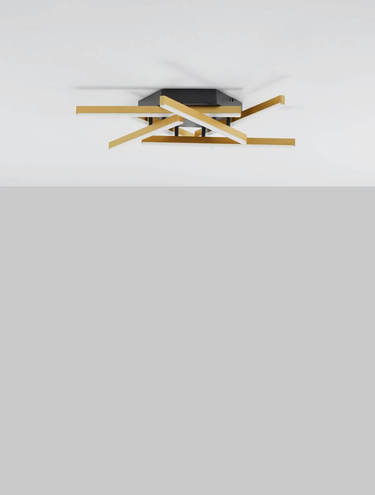 Hyde LED Deckenleuchte 3000K Gold-Gebürstet, Schwarz in modernem Design von Nova Luce.