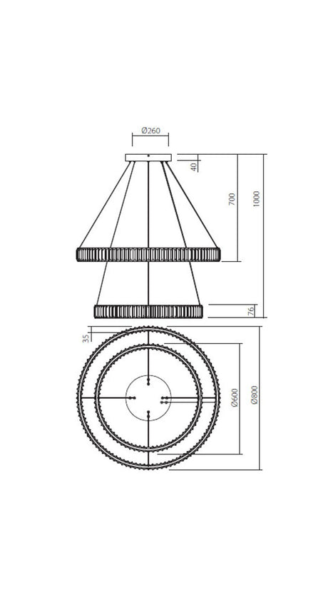 LED-Pendelleuchte Akala 2-flammig Ø 60+80cm Dimmbar