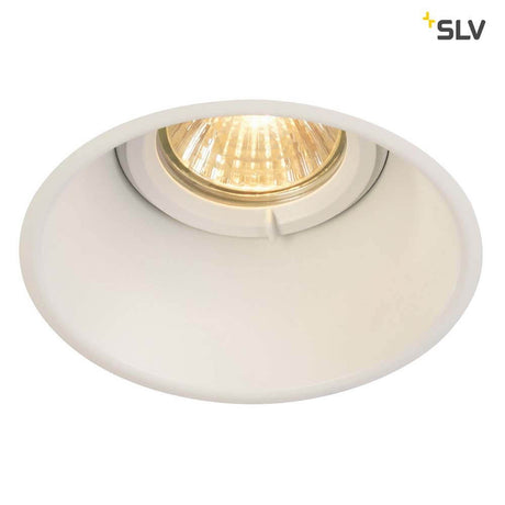 IP HORN 1xGU10 White – white recessed light with offset lamp position for reduced glare.