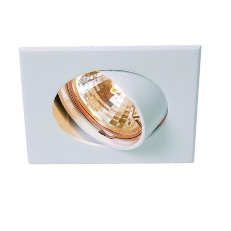 IP HORN 1xGU10 White - fixed high-voltage recessed light in white with offset lamp position for reduced glare.