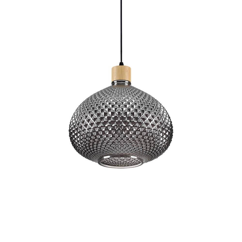 Bergen Pendellampe Ø 30cm - stilvolle Pendelleuchte mit elegantem Design in Schwarz und Holz.