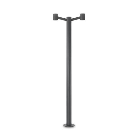 Lampadaire d'extérieur moderne Clio à 2 lampes en métal, parfait pour l'extérieur.