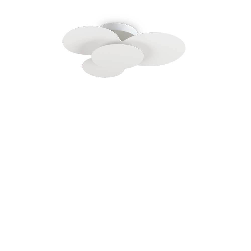 Cloud LED Deckenlampe Ø 55cm in modernem Design mit drei runden, weißen Leuchtelementen.