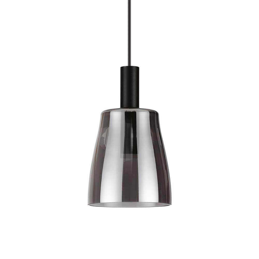 Coco-3 LED Pendelleuchte Ø 15cm in modernem Design mit schwarzem Aufhänger und schimmerndem Lampenschirm