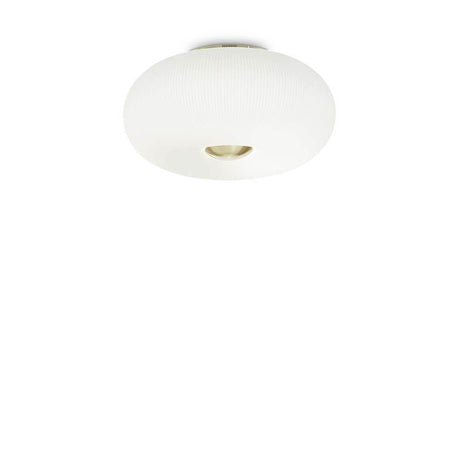 Plafonnier Arizona à 3 lumières Blanc, laiton satiné dans un design élégant et une isolation acoustique.