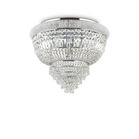 Deckenlampe Dubai 6-flg. Chrom mit glitzernden Kristallen und edlem Design.