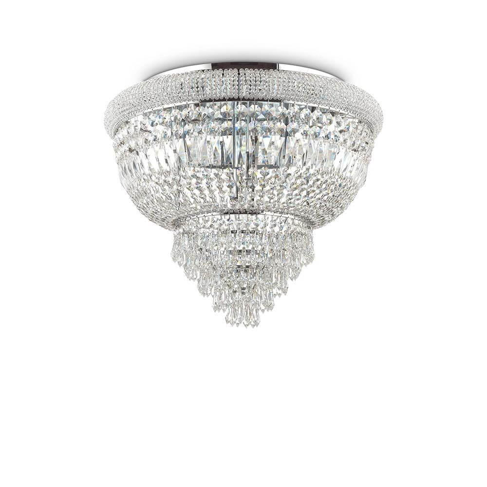 Deckenlampe Dubai 6-flg. Chrom mit glitzernden Kristallen und edlem Design.