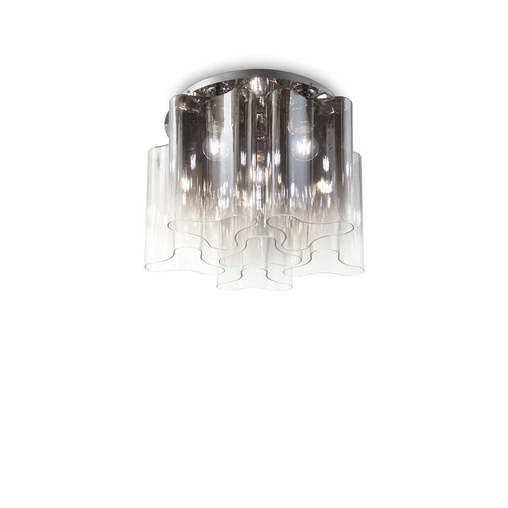 Deckenleuchte Compo Pl6 Rauchfarben mit elegantem, durchsichtigen Lampenschirm und modernem Design.