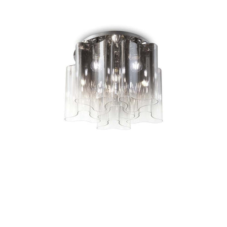 Deckenleuchte Compo Pl6 Rauchfarben mit elegantem, durchsichtigen Lampenschirm und modernem Design.