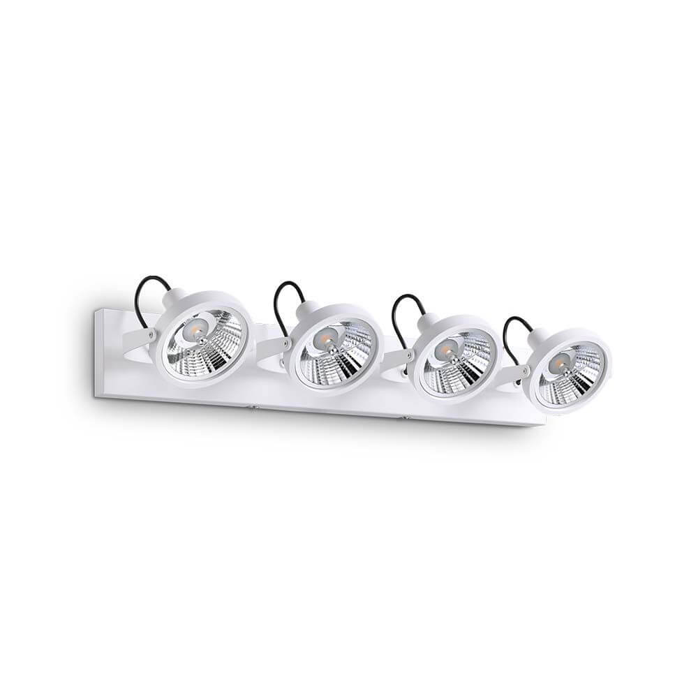 Deckenleuchte Glim 4-flammig Weiß in modernem Design mit vier schwenkbaren Strahlern.