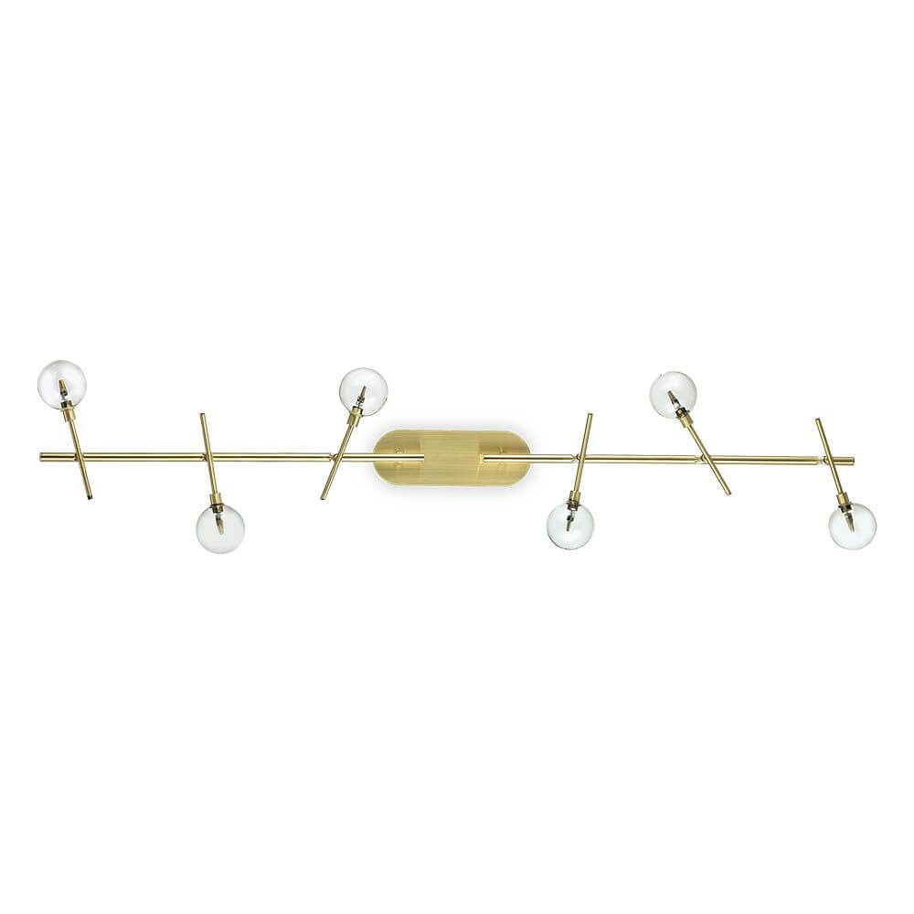 Deckenleuchte Maracas 6-flg. Messing mit schlichten Glaskugeln und elegantem Design in modernem Stil.