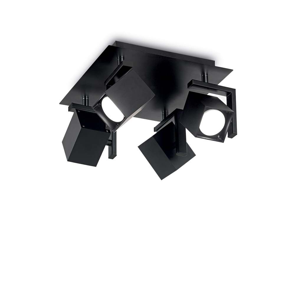 Deckenleuchte Mouse Pl4 Schwarz mit modernem Design und flexiblen Spots für individuell einstellbares Licht.
