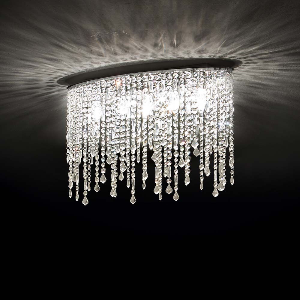 Deckenleuchte Rain Clear Pl5 mit funkelnden Kristallanhängern und stilvollem Design.