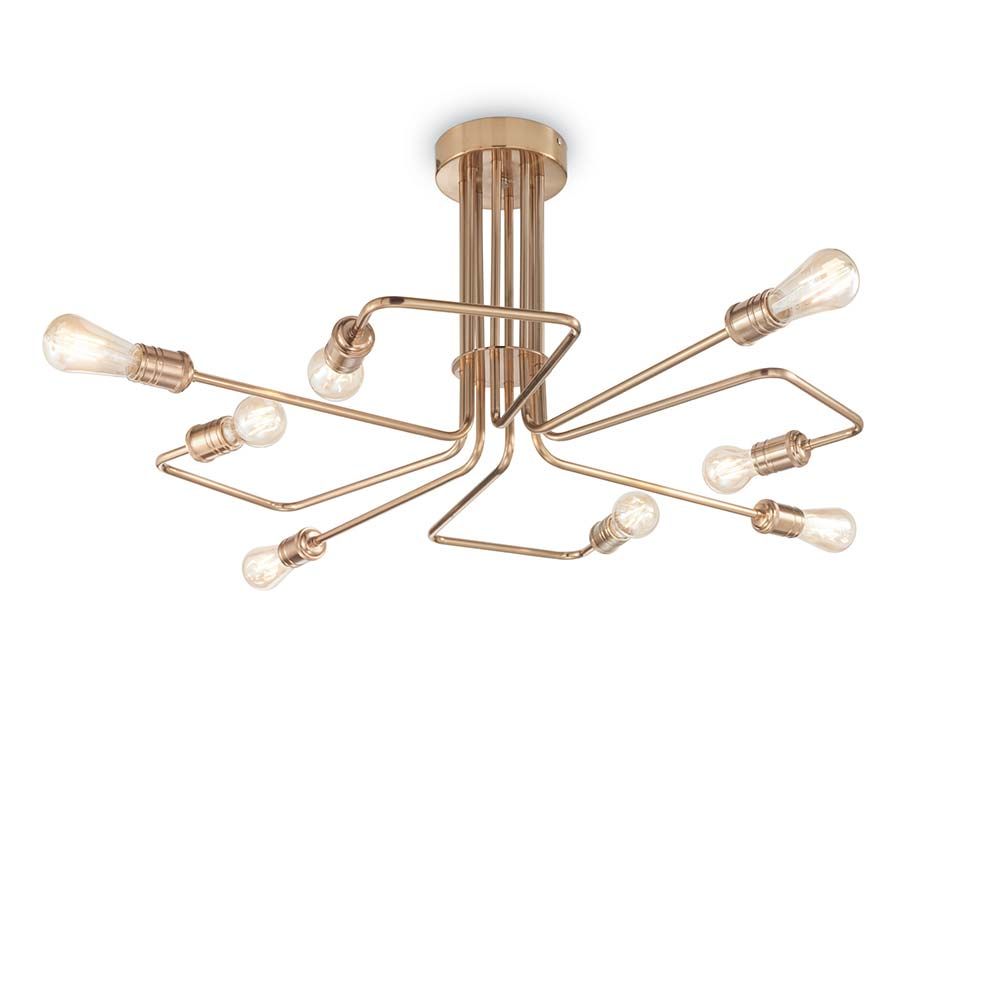 Deckenleuchte Triumph PL8 Messing in modernem Design mit mehreren Glühbirnen.