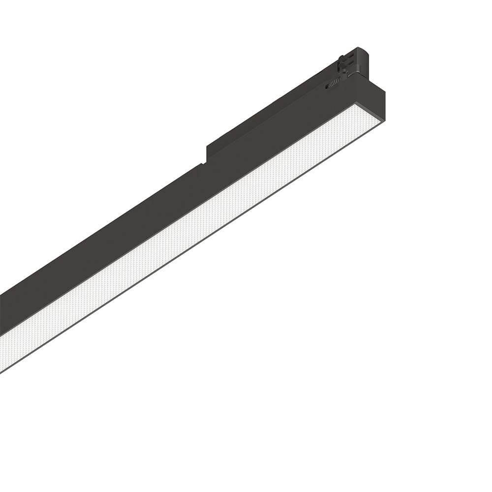 Display LED Schienen Strahler in schwarzem Design für moderne Beleuchtungslösungen.