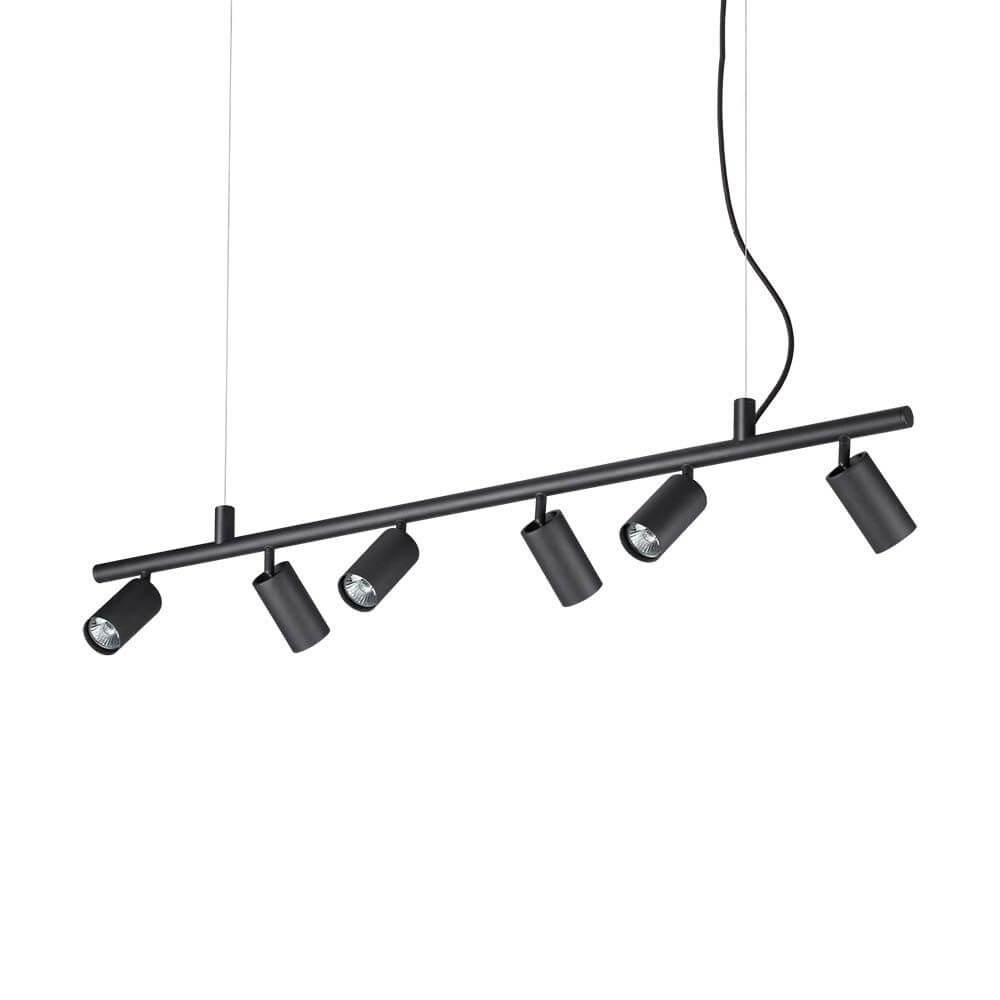 Dynamite Pendelleuchte 6-flammig Spots in Schwarz für modernes Wohndesign.