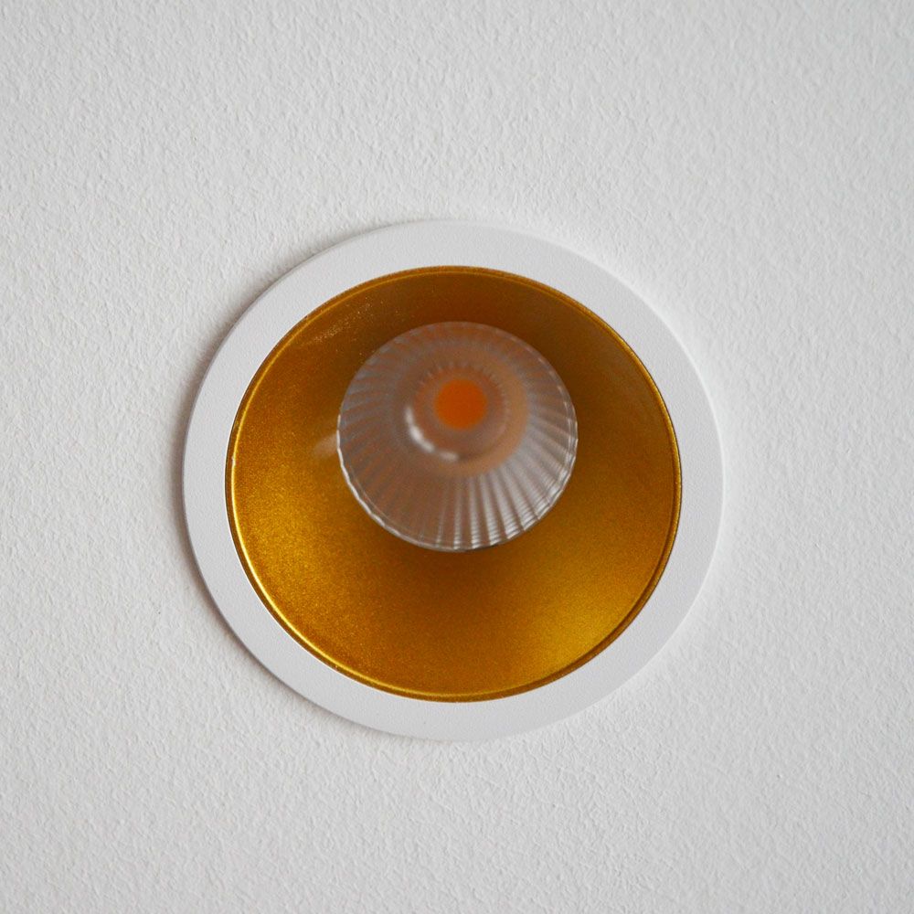 LED Einbaustrahler Game Round Weiß, Gold mit rundem goldenem Innenring und weißem Außenring