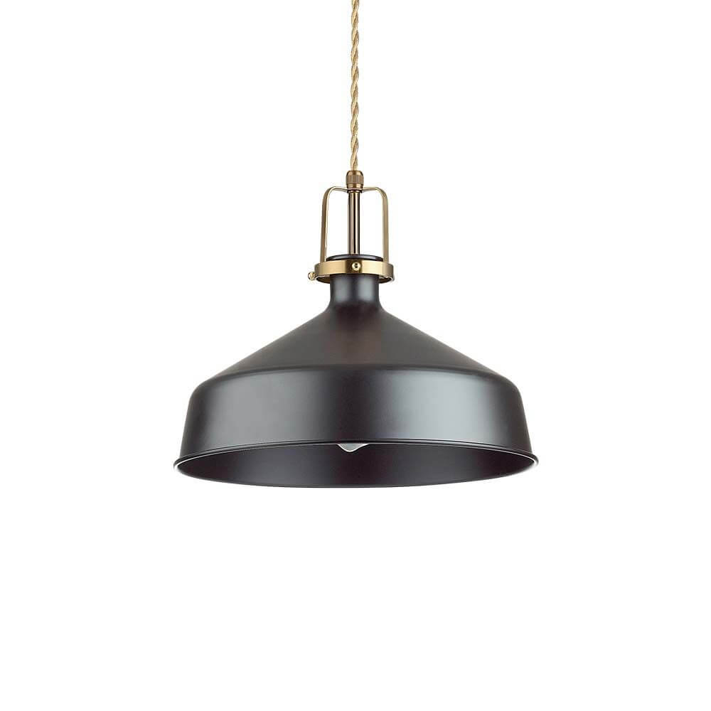 Eris Pendelleuchte Metall in elegantem, schwarzem Design mit goldener Halterung.