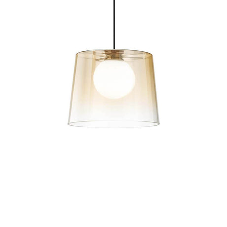 Fade glas pendel Ø 27cm med transparent skærm og rund lyskugle design.