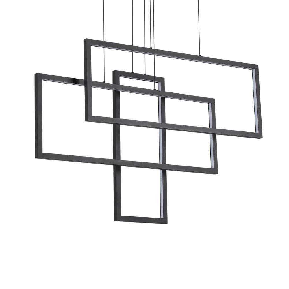 Frame LED Metall-Pendelleuchte in modernem Design mit drei rechteckigen Rahmen.