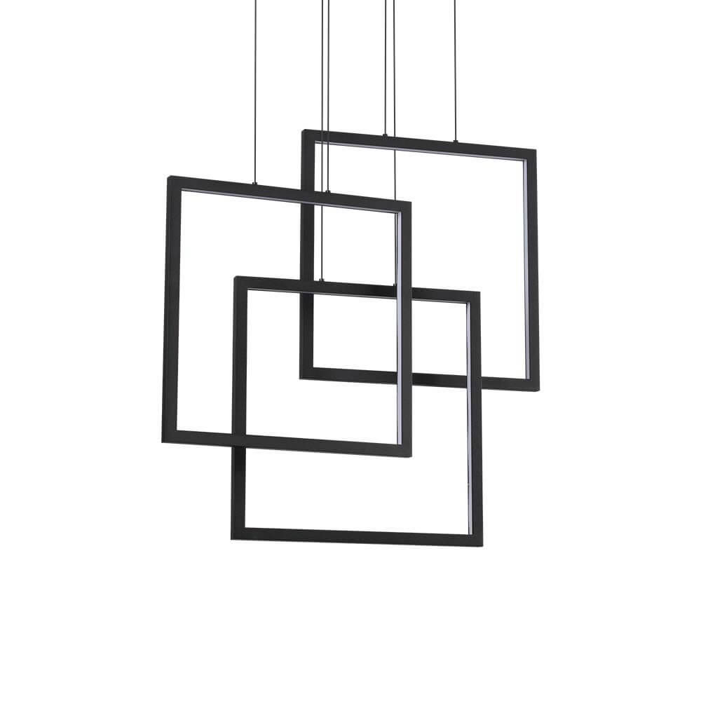 Frame LED Pendellampe Metall in modernem Design mit drei überlappenden Rahmen.