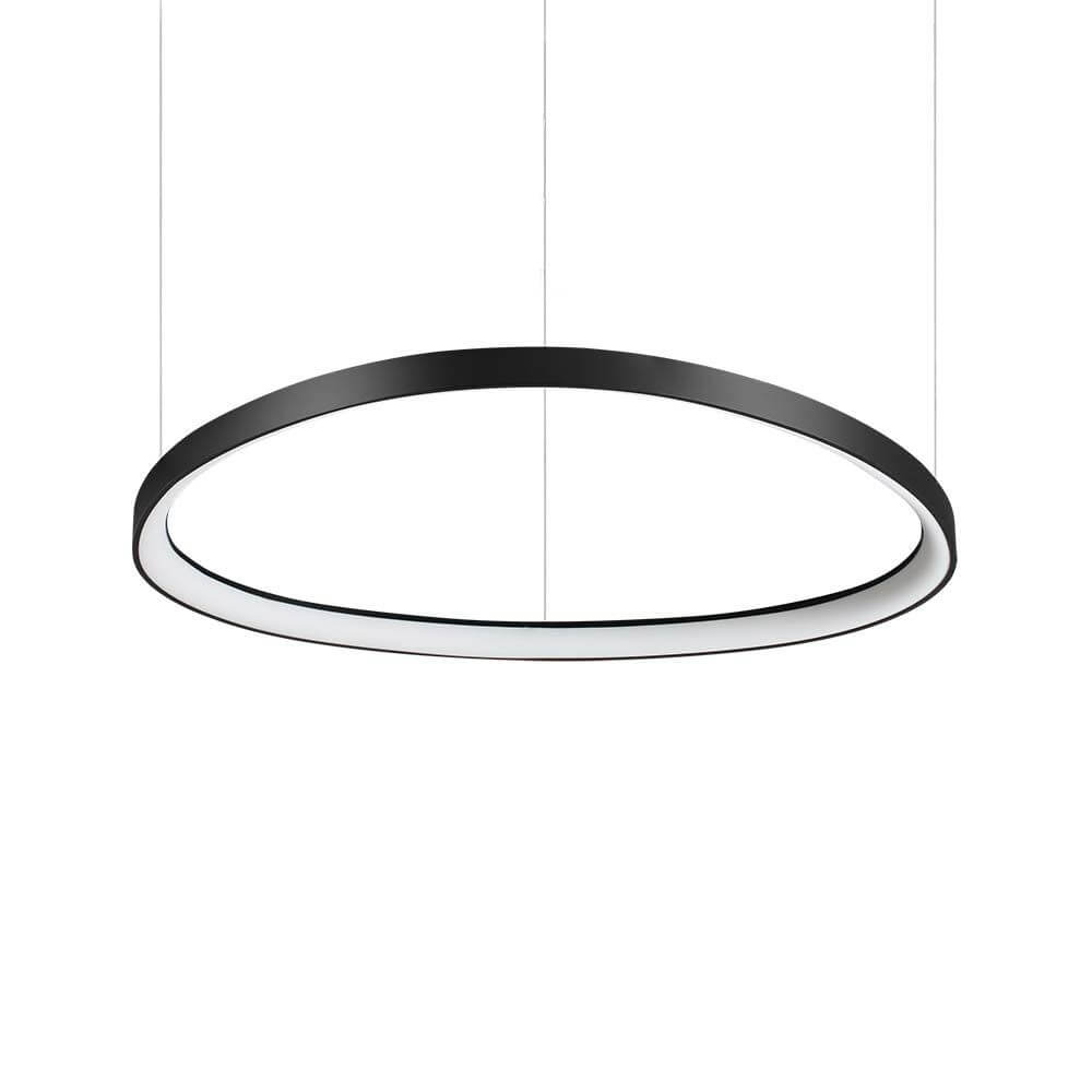 Gemini LED Ring Pendelleuchte in modernem Design, schwarzer Rahmen und weißem Licht.