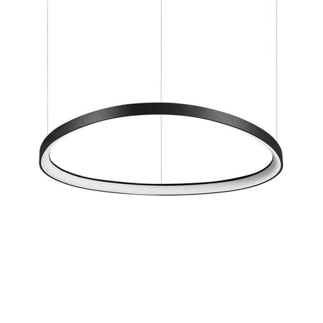 Gemini LED Ring Pendelleuchte in modernem Design, schwarzer Rahmen und weißem Licht.