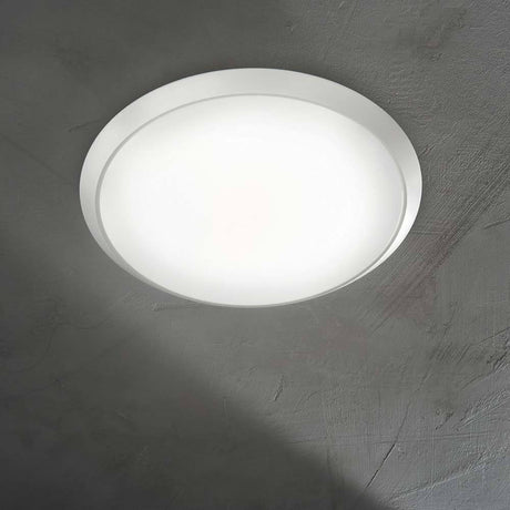 Gemma LED Decken- & Wandleuchte, moderne runde Deckenleuchte in Weiß mit warmem Licht.