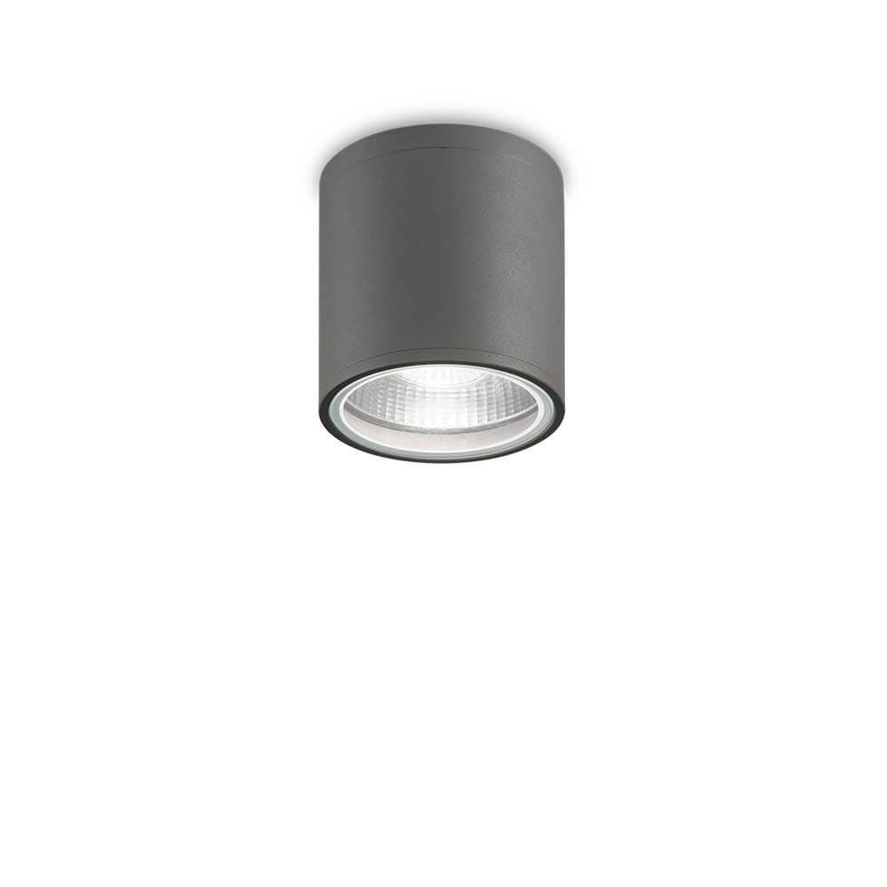 Gun Decken Aufbauleuchte Anthrazit IP44 mit modernem Design und hellem Lichtstrahl.