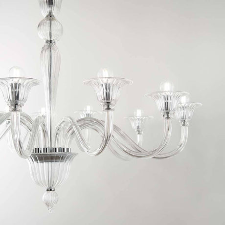 Hängelampe Brigitta 8-flg. Transparent, Chrom mit elegantem Design und klaren Gläsern, ideal für stilvolle Räume.