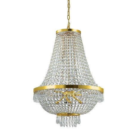 Suspension élégante Caesar Sp12 Oro en cristal et or, avec des détails scintillants pour des intérieurs élégants.