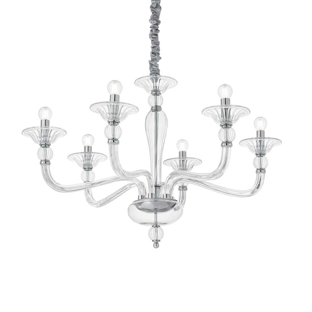 Hängeleuchte Danieli Sp6 Transparent mit 9 Leuchten, elegantes Design und klarer Glasstruktur.