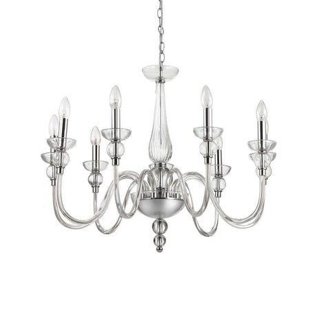 Hängeleuchte Doge Sp9 Transparent mit klaren Glaskörpern und Kerzenlampen, elegantes Design für moderne Räume.