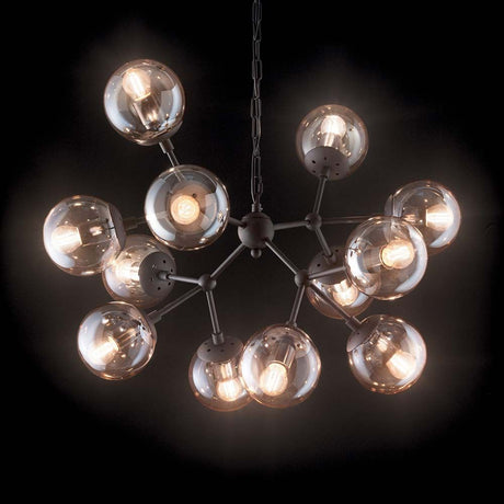 Kepler pendellampe med 12 glasskuler, stilfull pendellampe med 12 glasskuler i moderne design.