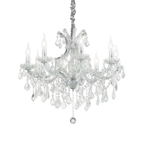 Hängeleuchte Napoleon Sp8 Chrom mit elegantem Kristall-Design und acht Lichtquellen für stilvolle Beleuchtung.