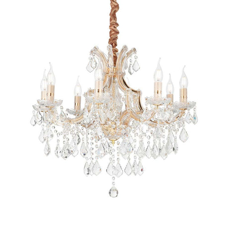 Hängeleuchte Napoleon Sp8 Oro mit Kristallanhängern und eleganter Form, edler Designerlampenschirm.