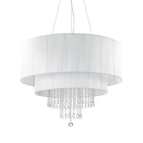 Opera Sp10 hvidt hængelys med et elegant design og krystalaccenter.