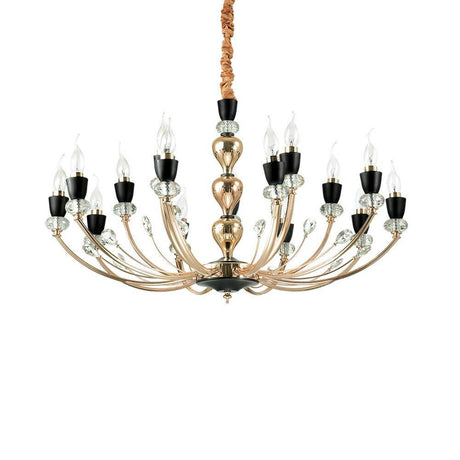 Pendant light Vanity 15-light black, clear with elegant details and clear glass globes, ideal for stylish spaces.