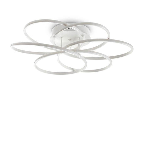 Karol LED Deckenleuchte Weiß mit modernem Design und eleganten Ringen in Weiß.