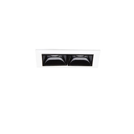 LED Einbaustrahler Lika Fi2 Trim Weiß, Grau - modernes, elegantes Design mit zwei Lichtquellen in schwarzem Rahmen.