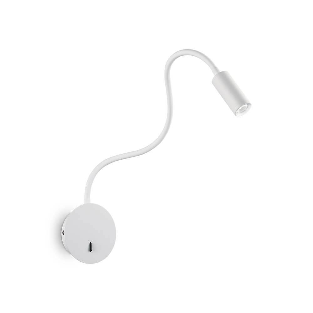 LED Wandleuchte Focus-2 Weiß an der Wand mit flexiblem Arm und modernes Design