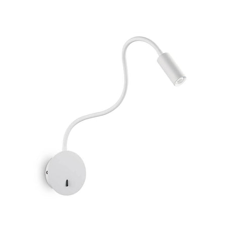 LED Væglampe Focus-2 hvid på væggen med fleksibel arm og moderne design